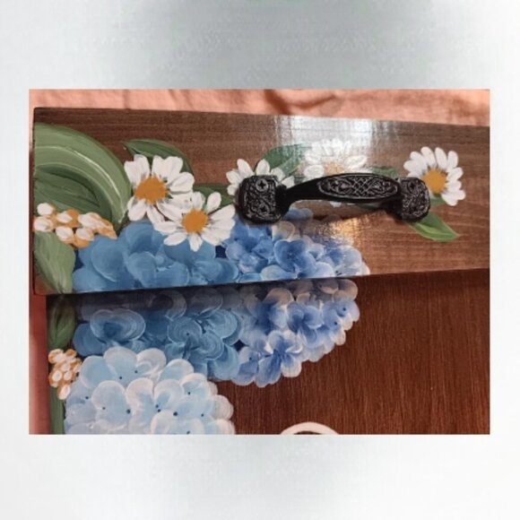 12 x 24 beautiful floral design wood hand painted tray Abide in Me John 15:4 - Picture 6 of 12